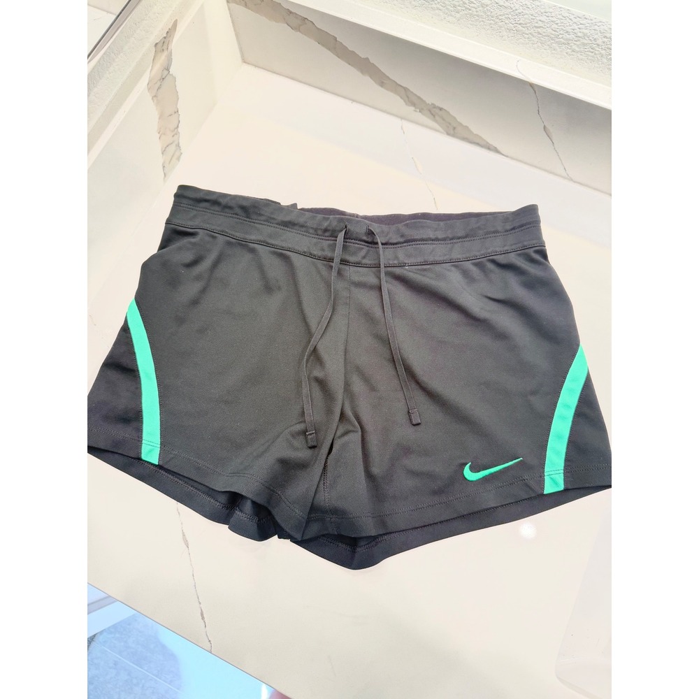 Nike Dri-FIT Womens Athletic Shorts Black Green Size Small Training - Picture 1 of 5